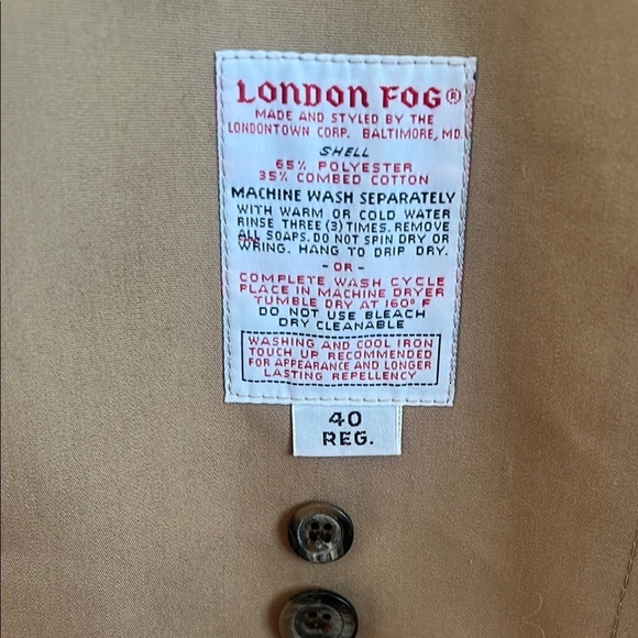 VINTAGE LONDON FOG CLASSIC TRENCH RAINCOAT WITH PILE LINER KHAKI 40 Short - Picture 3 of 8